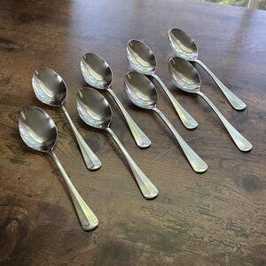 Oxford Hall Jamestown Oval Dinner Place Soup Spoon Stainless 6 7/8" Set of 8